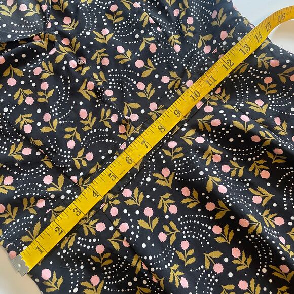 Modcloth Black & Pink Floral Skater Dress Womens Size 6 Casual Flattering Collar - Picture 8 of 9